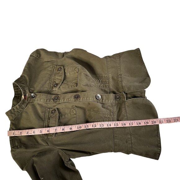 Vintage Military Jacket Olive Green Cotton Utility Y2K Fitted Style Size 6 - Picture 12 of 12